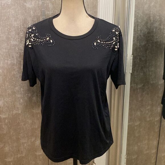 Sandro crystal embellished cotton tee, L - Picture 5 of 12